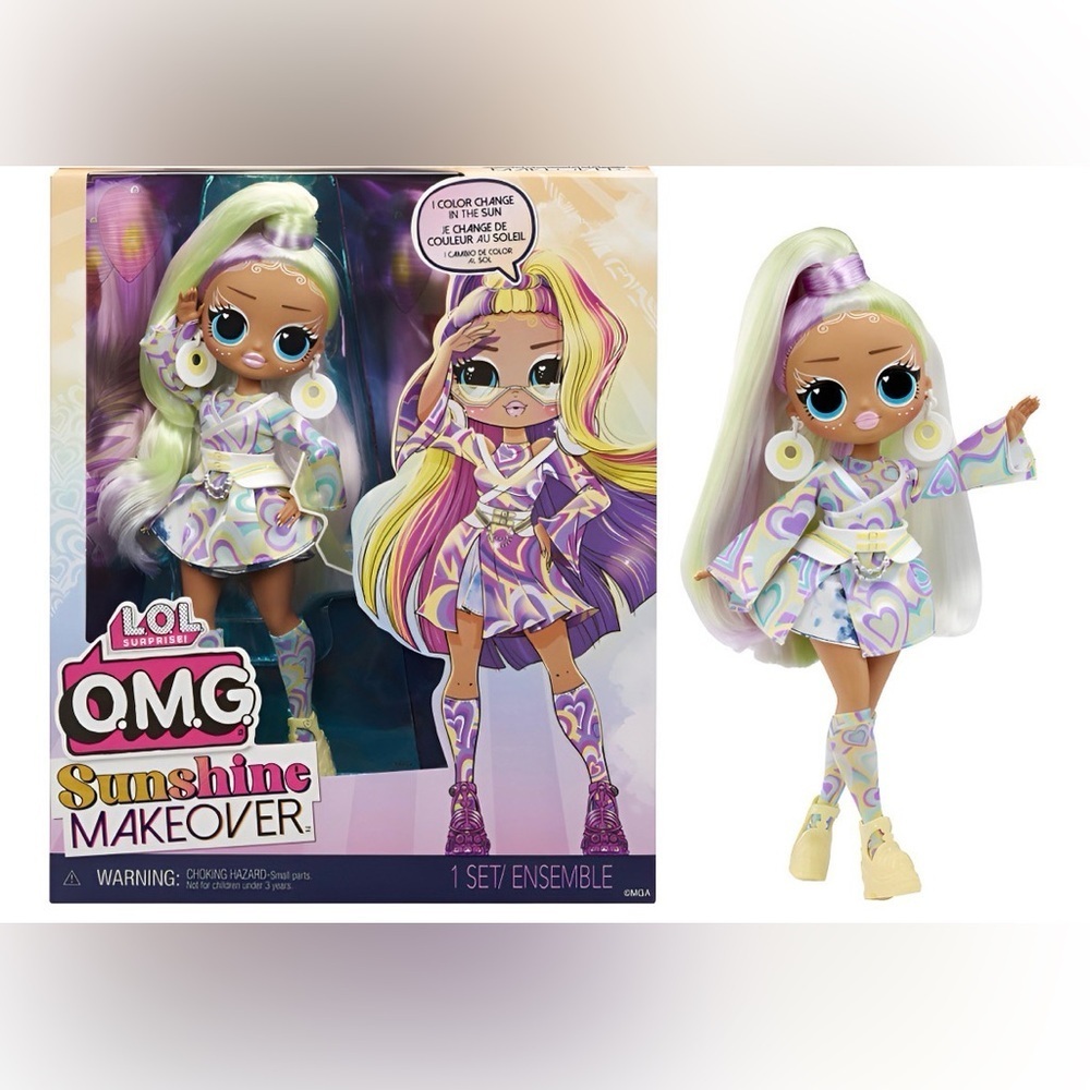 LOL Surprise OMG Sunshine Makeover Doll, change hair color , shoes & more